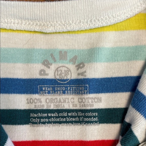 Primary Rainbow Striped Kids Footie Pajama size 12-18 mo - Picture 2 of 7